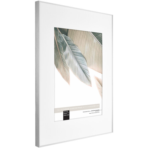 MCS Framatic Fineline Frame with 16 x 20" Glass & 11 x 14" Mat (Silver)