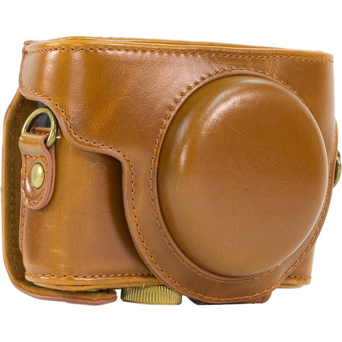 MegaGear Ever Ready PU Leather Camera Case and Strap for Sony Cyber-shot DSC-RX100 VI, V, IV, III (Light Brown)