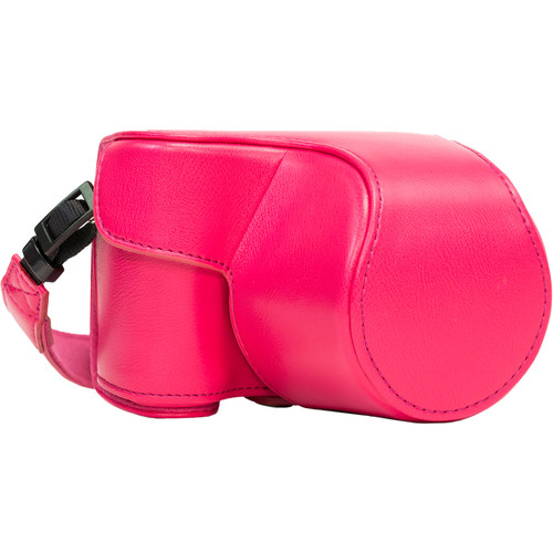 MegaGear Ever Ready PU Leather Case and Strap for Sony Alpha a5100, a5000 with 16-50mm Lens (Hot Pink)