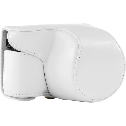 MegaGear Ever Ready PU Leather Case and Strap for Sony Alpha a5100, a5000 with 16-50mm Lens (White)