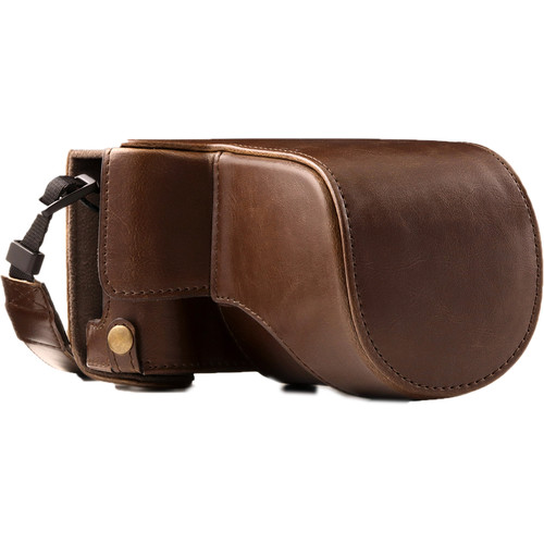 MegaGear Ever Ready PU Leather Case and Strap for Fujifilm X-A10 (Dark Brown)