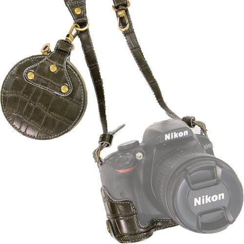 MegaGear Ever Ready PU Leather Half Case with Shoulder Strap for Nikon D3100-3400 (Green)