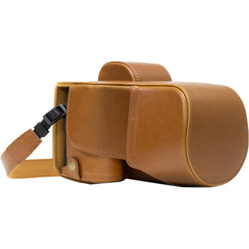 MegaGear Ever Ready PU Leather Case & Strap for a7S II, a7R II, a7 II with 28-70mm (Light Brown)
