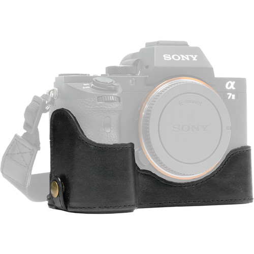 MegaGear Ever Ready Leather Half Case and Strap for Sony a7S II, a7R II & a7 II (Black)