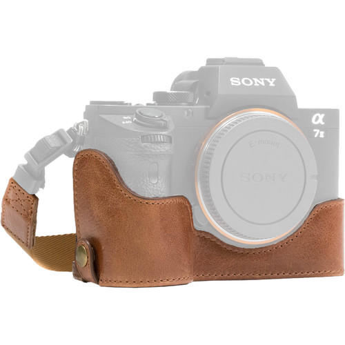 MegaGear Ever Ready Leather Half Case and Strap for Sony a7S II, a7R II & a7 II (Dark Brown)