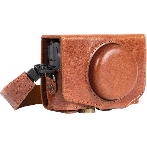 MegaGear Ever Ready Leather Camera Case for Canon PowerShot SX730 HS/SX740 HS (Dark Brown)