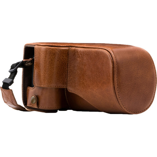 MegaGear MG1183 Ever Ready Genuine Leather Case & Strap for Canon EOS M6 & 18-55mm (Dark Brown)