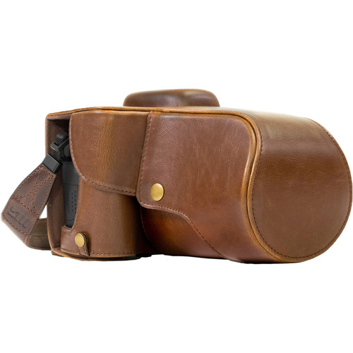 MegaGear Ever Ready PU Leather Case and Strap for Canon EOS T6s, 8000D & 18-55mm Lens (Dark Brown)