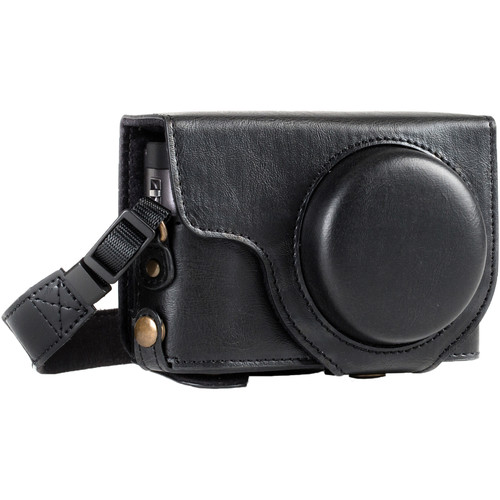 MegaGear Ever Ready Leather Camera Case and Strap for Panasonic LUMIX DC-ZS70 or DC-TZ90 (Black)