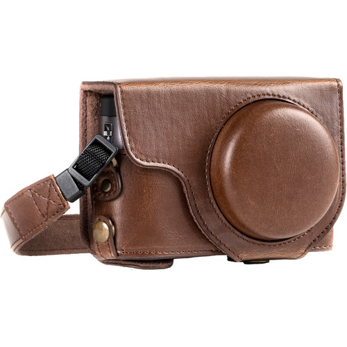 MegaGear Ever Ready Leather Camera Case and Strap for Panasonic LUMIX DC-ZS70 or DC-TZ90 (Dark Brown)