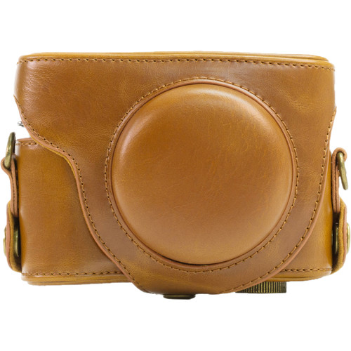 MegaGear Ever Ready PU Leather Camera Case with Strap for Panasonic DMC-LX7 (Light Brown)