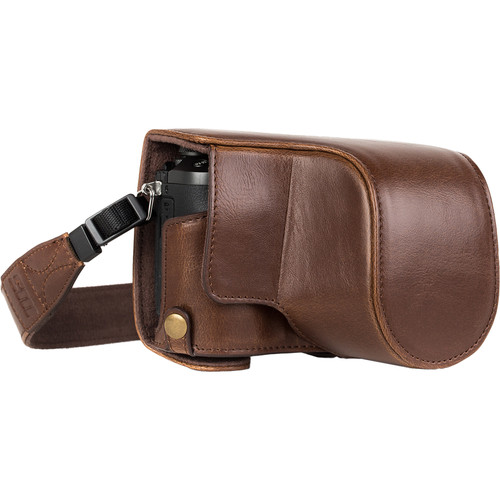MegaGear Ever Ready Leather Camera Case for Panasonic Lumix DMC-GX85, GX80 with 12-32mm Lens (Dark Brown)