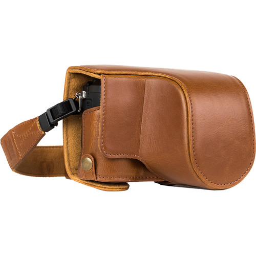 MegaGear Ever Ready Leather Camera Case for Panasonic Lumix DMC-GX85, GX80 with 12-32mm Lens (Light Brown)