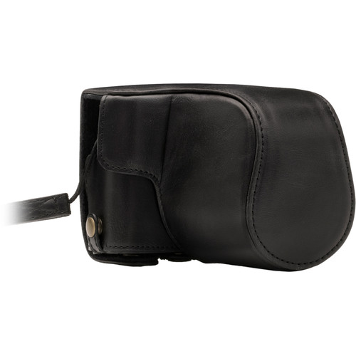 MegaGear Ever Ready PU Leather Case with Strap for Canon M100 with 15-45mm (Black)