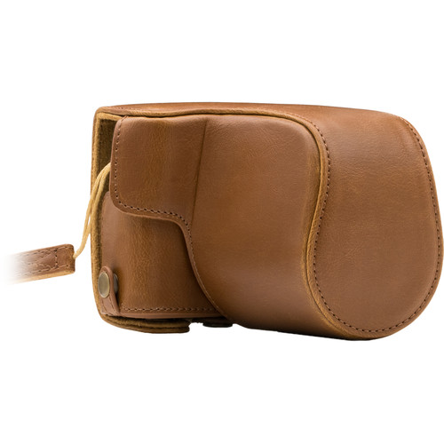 MegaGear Ever Ready PU Leather Case with Strap for Canon M100 with 15-45mm (Light Brown)