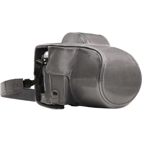 MegaGear Ever Ready Leather Camera Case for Olympus OM-D E-M10 Mark III with 14-42mm Lens (Gray)