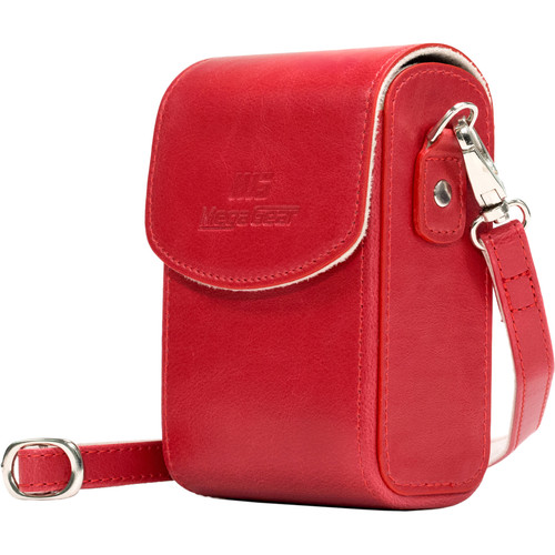 MegaGear Leather Camera Case with Strap for Panasonic Lumix ZS200, TZ200, Leica C-Lux (Red)