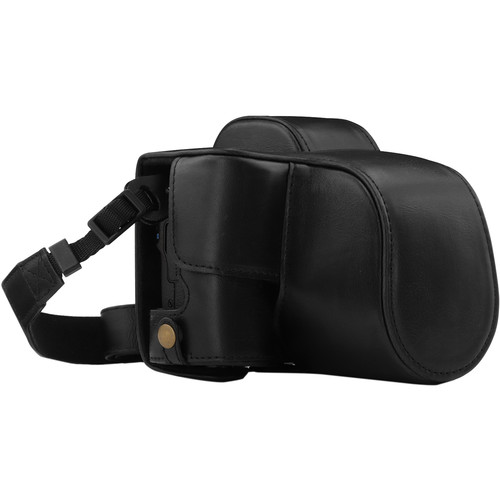 MegaGear Ever Ready PU Leather Case and Strap for Canon EOS M50, M50 Mark II (Black)
