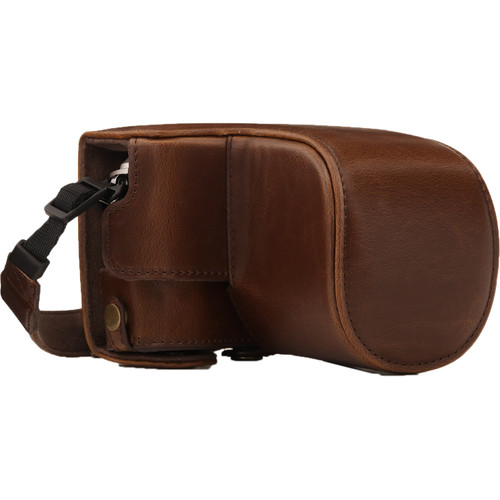 MegaGear Ever Ready PU Leather Case and Strap for Olympus PEN E-PL9 with 14-42mm Lens (Dark Brown)