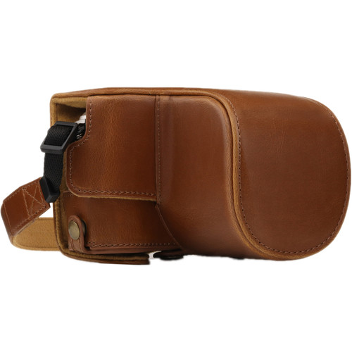 MegaGear Ever Ready PU Leather Case and Strap for Olympus PEN E-PL9 with 14-42mm Lens (Light Brown)
