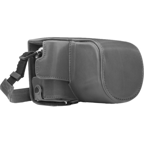 MegaGear Ever Ready PU Leather Case and Strap for Olympus PEN E-PL9 with 14-42mm Lens (Gray)