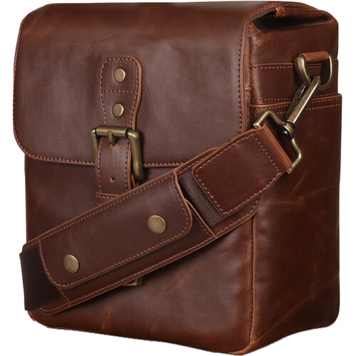 MegaGear Leather Camera Messenger Bag for Mirrorless, Instant & DSLR Cameras (Dark Brown)