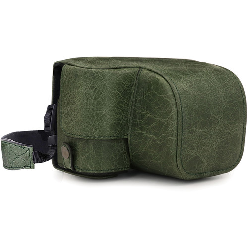 MegaGear Ever Ready Genuine Leather Case for Alpha a6400, a6100 with 16-50mm (Green)