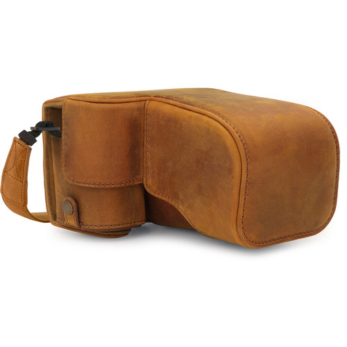 MegaGear Ever Ready Genuine Leather Case for Alpha a6400, a6100 with 18-135mm (Camel)