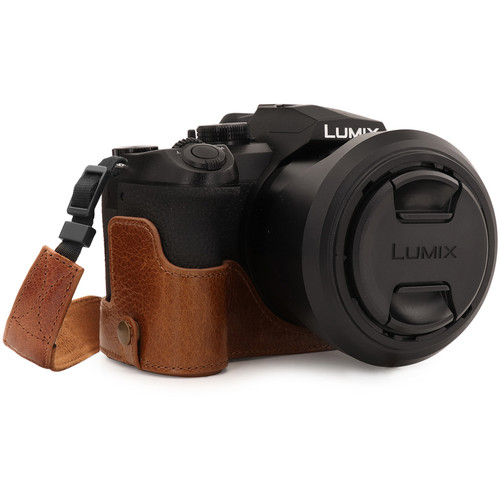MegaGear Ever Ready Genuine Leather Half Camera Case for Leica V-Lux 5, Panasonic Lumix DC-FZ1000 II (Brown)