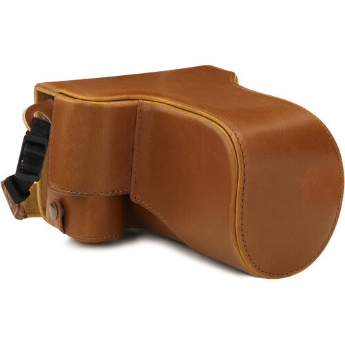 MegaGear Ever Ready Leather Case for Canon EOS M6 Mark II with 18-150mm (Light Brown)