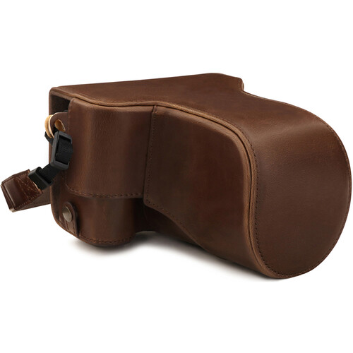 MegaGear Ever Ready Leather Case for Canon EOS M6 Mark II with 18-150mm (Dark Brown)