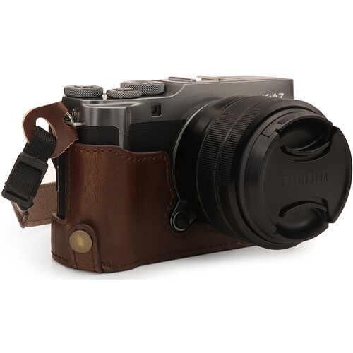 MegaGear Ever Ready Leather Camera Half Case for Fujifilm X-A7 (Dark Brown)
