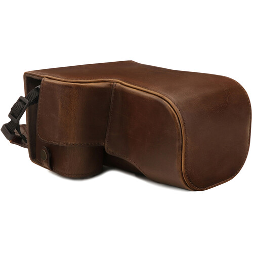 MegaGear Ever Ready Leather Case for Sony Alpha A6600 with 18-135mm Lens (Dark Brown)