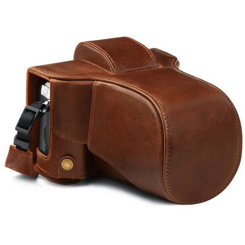 MegaGear Ever Ready Leather Case and Strap for Olympus OM-D E-M5 Mark III (Brown)