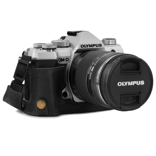 MegaGear Ever Ready Half Leather Case and Strap for Olympus OM-D E-M5 Mark III (Black)