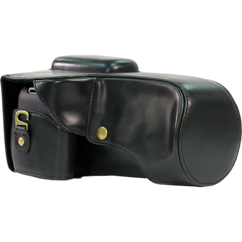 MegaGear Ever Ready PU Leather Camera Case with Strap for Canon EOS T6i, T6s, 800D (Black)