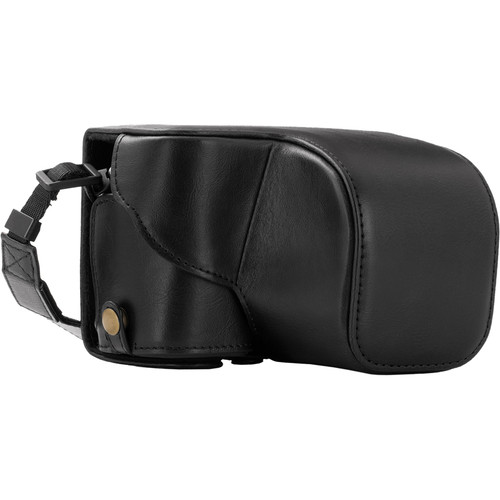 MegaGear Ever Ready Genuine Leather Case and Strap for Sony a6000/a6300 with 16-50mm (Black)