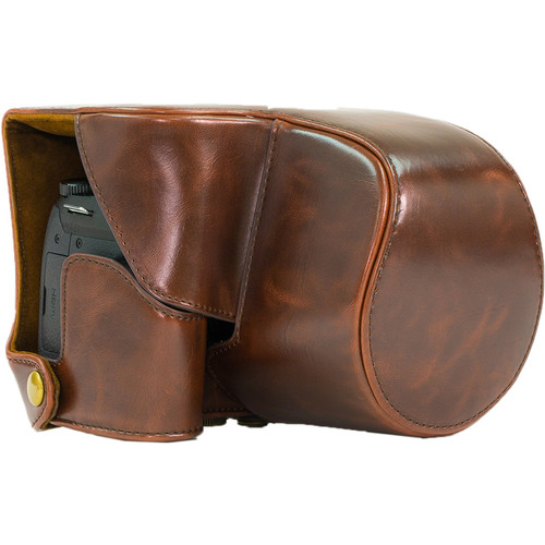 MegaGear Ever Ready PU Leather Camera Case with Strap for Panasonic LUMIX DMC-FZ300 (Dark Brown)