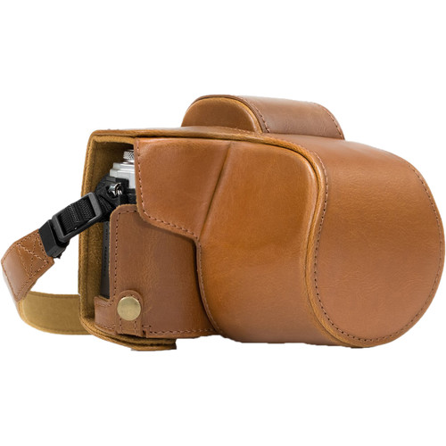 MegaGear MG637 Ever Ready Leather Case with Bottom Opening for Olympus OM-D E-M10 Mark II, 14-42mm (Light Brown)