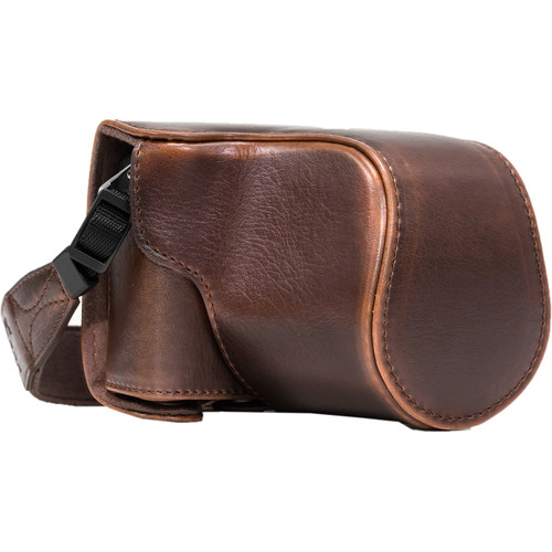 MegaGear Ever Ready PU Leather Case & Strap for Canon EOS M10 (Dark Brown)