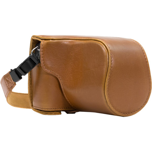 MegaGear Ever Ready PU Leather Case & Strap for Canon EOS M10 (Light Brown)