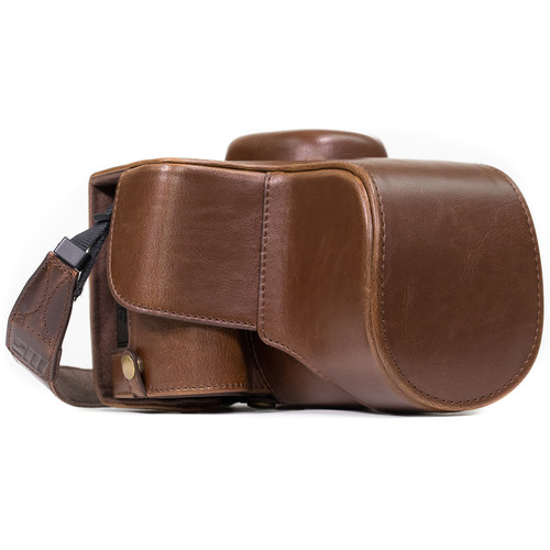 MegaGear Ever Ready PU Leather Case and Strap for Nikon D3400 with 18-55mm Lens (Dark Brown)