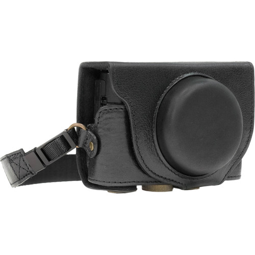 MegaGear Leather Camera Case with Strap for Sony DSC-RX100 VI, V & IV (Black)