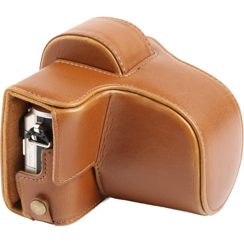 MegaGear MG919 Ever Ready Leather Case with Bottom Opening for Olympus PEN E-PL8 (Light Brown)