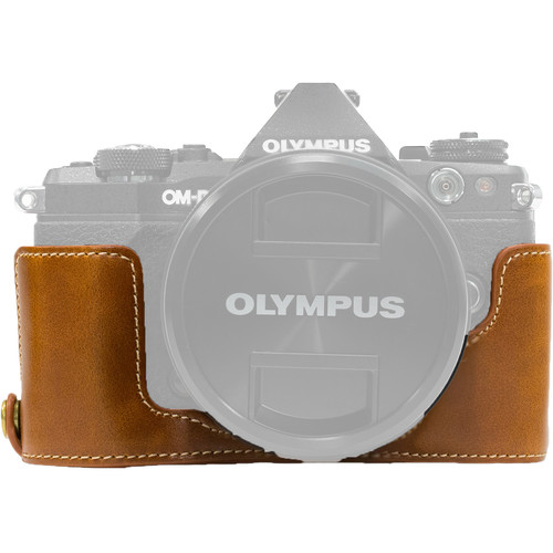 MegaGear Ever Ready PU Leather Half Case and Strap for Olympus OM-D, E-M5 Mark II (Light Brown)