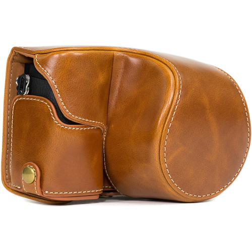 MegaGear MG989 Ever Ready Leather Case with Bottom Opening for Sony a5100 ILCE-5100 (Light Brown)