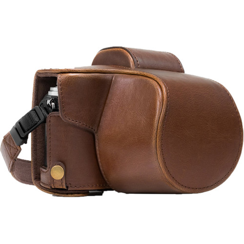 MegaGear Ever Ready PU Leather Case and Strap for Olympus OM-D E-M10 Mark II with 14-42mm Lens (Dark Brown)