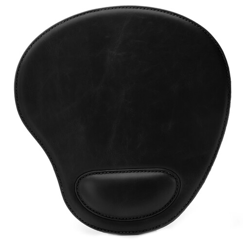 Londo Leather Oval Mouse Pad with Wrist Rest (Black Stitches)