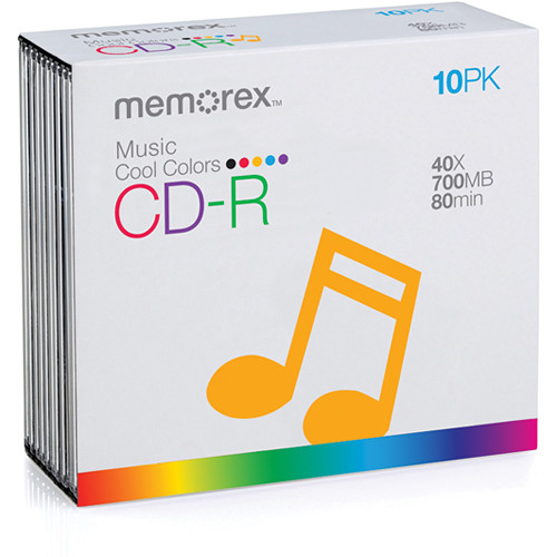 Memorex CD-R 700MB 40x Music Cool Colors Recordable Discs 9600