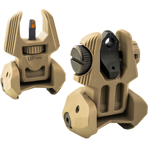 Meprolight FRBS Flip-Up Backup Sights with Hyper-Bright Front Ring (Four Rear Lamps, Flat Dark Earth)